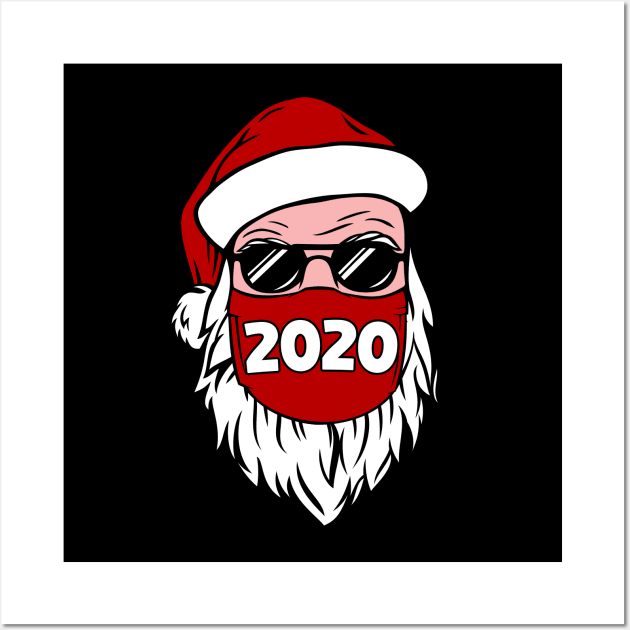 Masked Santa Claus Christmas 2020 Family Pajamas For Xmas Party Wall Art by Herotee